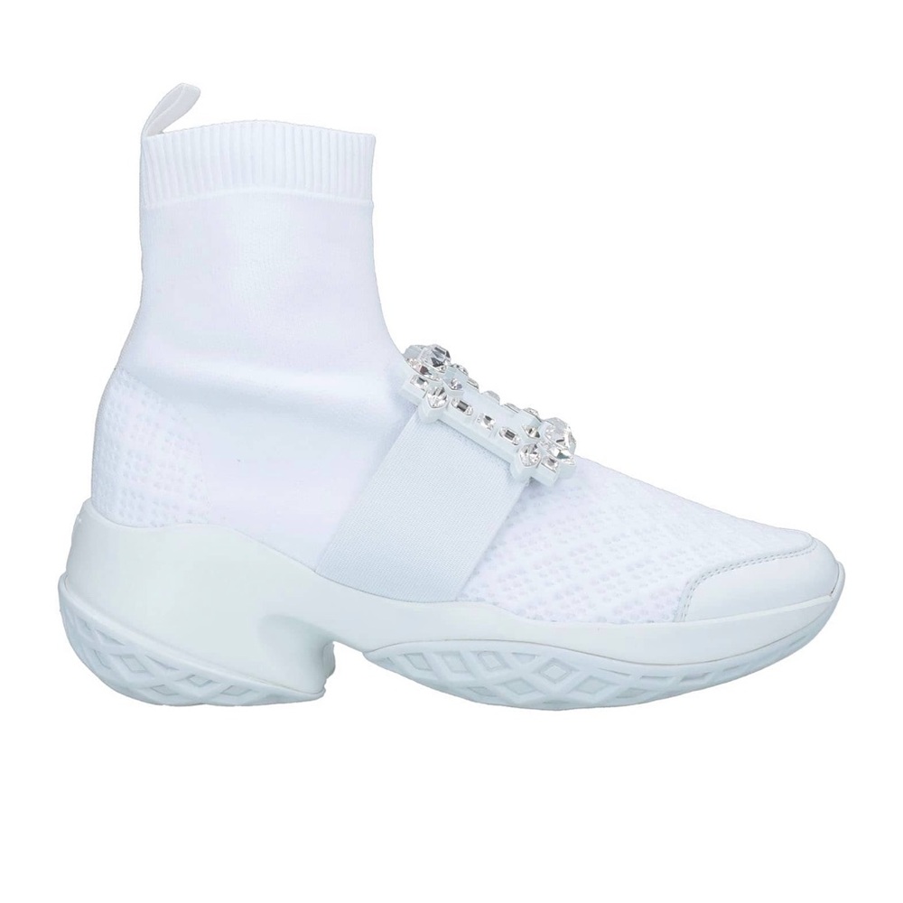 Roger Vivier white sneakers with Crystal Embellishments